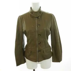 ビーシービージーマックスアズリア BCBGMAXAZRIA レザージャケット ジップアップ 裏地ヒョウ柄 XXS 茶 ブラウン /KQのサムネイル