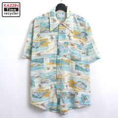 70s USA製 vintage K mart 総柄 半袖シャツ メンズ 表記XLサイズ