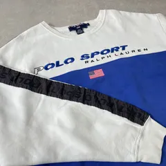 90's vintage POLO SPORT RALPH LAUREN ロゴ刺繍 USAflag 袖ロゴライン スウェット ポロスポーツラルフローレン