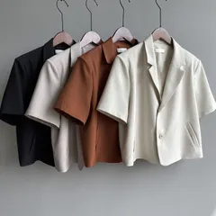 テーラードジャケット カーディガン レディース サマージャケット 半袖  ショート丈 スーツ フォーマル 無地 薄手 通勤 ビジネス chaoliu67