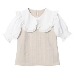 夢展望公式 [新品未使用] ビッグフリル襟トップス [ベージュ] 他カラー別ページ有 dearmyloverose カットソートップス カットソートップス・Ｔシャツ（半袖） 534676-02