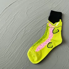 靴下　クルーソックス　ブラックバス柄靴下　面白ソックス