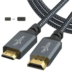 Twozoh Mini HDMI to HDMIケーブル 1M 4K 60Hz UHD Mini-HDMIオス-HDMIオス変換ケーブルHDMI ケーブル タイプC (HDMIミニ)