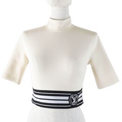 極美品◎LOUIS VUITTON ルイヴィトン 22SS スポーティー クロップド LVストライプ カットソー アイボリー ブラック 34 イタリア製 正規品 レディース
