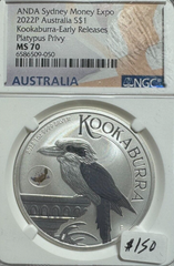 2022P SILVER ATRALIA KOOKABURRA EARLY RELEASES PLATYP PRIVY NGC MS 70 050