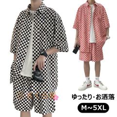 チェック柄 セットアップ メンズ 半袖 上下セット ゆったり tシャツ＆ショートパンツ ハーフパンツ スウェットセットアップ メンズ サマースーツ 大きいサイズ 夏 ルームウェア カジュアル ファッション おしゃれ linxiujin01