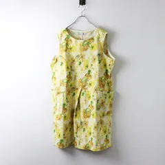 大きいサイズ アズノウアズオオラカ AS KNOW AS olaca 花柄ノースリーブワンピース 15/イエロー フレア ロング【2400014206524】