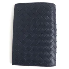 未使用品□BOTTEGA VENETA/ボッテガヴェネタ 598832 イントレチャート 二つ折り レザーカードケース/名刺入れ/札入れ ネイビー イタリア製のサムネイル