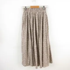 グレイル GRL プリーツロングスカート 小花柄 茶 白 M *A667