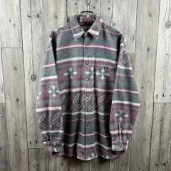 CROSSING 厚地 肉厚 ネイティヴ柄 長袖 フリース シャツ M