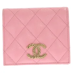 CHANEL (シャネル) キャビアスキン フラップ コンパクトウォレット 二つ折り 財布 ピンク/ゴールド AP3055のサムネイル