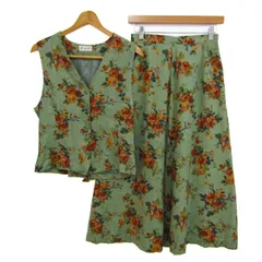 アリスバーリー セットアップ 上下セット ベスト ジレ ロングスカート 花柄 レディース 11サイズ グリーン Aylesbury 【中古】