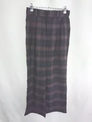 ◇ グローバルワーク チェック柄 スラックスパンツ サイズM ネイビ－ ブラウン系 レディース E  【1408060008032】