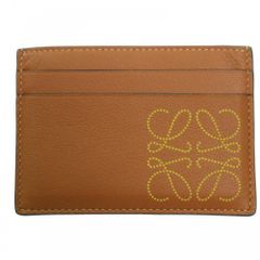 ロエベ カードケース レディース アナグラム プレーンカードホルダー 名刺入れ 小物 LOEWE レザー    ブラウン 茶 美品【中古品】
