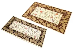 【人気商品】50×80cm&30×75cm 2枚組 ブラウン シャルトル 洗えるゴブラン織シェニールマット
