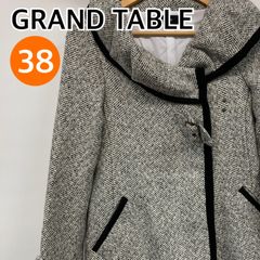 GRAND TABLE グランダーブル ロングコート アウター ツイード ホワイト ブラック レディース 38サイズ【CT1292】