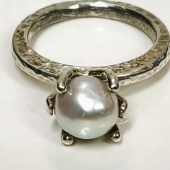 【美品】黒蝶真珠 シルバー 925 リング 指輪 （SNA）22506010808RA