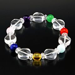 水晶にカラフルアンバー 琥珀 水晶 天然石 ブルー イエロー ルビー 