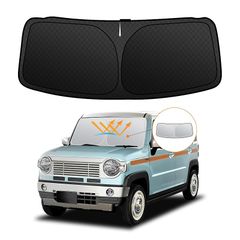 【強化版】スズキ ハスラー ＭＲ０２系 フロントガラスサンシェード 2代目 MR52S/MR92S型 R2.1-現行UVカット 吸盤不要 遮光断熱 夏 紫外線 UVカット 簡単着脱 内装パーツ 車種専用設計 折り畳み式 収納袋付き 0