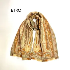ci88 ETRO エトロ 大判 ペイズリー 総柄 ストール ショール　フリンジ　マフラー