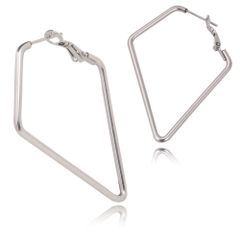 【菱形ピアス 幅2×外径70mm 色：シルバー 1ペア】[Adelina Style] フープピアス 人気 大きめ リングピアス レディース シンプル サージカルステンレス 金属アレルギー対応 男女 両耳 プレゼント