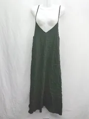 ◇ ⊂ alma design アルマデザイン 麻混合 キャミソール ロング ワンピース サイズL ブラック レディース E  【1411210012568】