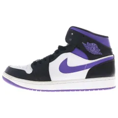 NIKE (ナイキ) AIR JORDAN 1 MID エアジョーダン ミッドカットスニーカー ブラック/パープル/ホワイト US10/28cm 554724-095
