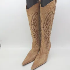 ■ Θ モザイク パー エーボンブ ウエスタン ロング デザインレースアップヒールブーツ サイズ22 ベージュ系 レディース E  【1507280011089】