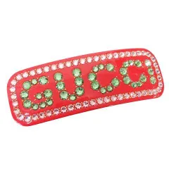 グッチ GUCCI ラインストーン ロゴ バレッタ ヘアクリップ ヘアアクセサリー 髪飾り 赤 レッドのサムネイル