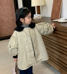 訳ありキッズトレンチコート【90】アウター　裏ボア　襟ボア　フリル