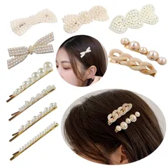 【在庫処分】髪束ね セット ピン 前髪 髪 パッチン留め ヘアアレンジ 髪飾り 髪留め 結婚式 リボン ヘアアクセサリー 入学式 ヘアピン おしゃれ 卒園式 上品 かわいい (5.セット5（10本）) パール 10点セット/ヘアクリップ