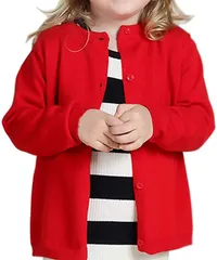 B-talk(ビートーク) ベビー キッズ カーディガン 長袖 シンプル ニット 無地 子供服 赤( レッド,  100)