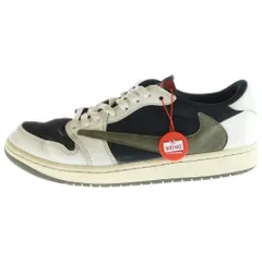 NIKE (ナイキ) ×TRAVIS SCOTT WMNS AIR JORDAN 1 LOW OG Medium Olive DZ4137-106 ×トラヴィススコット ウィメンズ エアジョーダン1 ローカットスニーカー US10.5/27.5cm