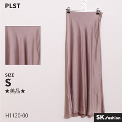 ★美品★ PLST プラステ スカート　ロング丈　フレア　サテン　サイドジップ　光沢感　上品 　ピンク　 【H1120-00】 送料無料　古着　レディース