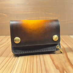 国産ヌメ革 ショートトラッカーウォレット｜アンティーク染め ダークブラウン｜職人仕立てのレザー財布