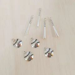 メタルチャーム★スポーツ★野球★baseball★バット&ボール★アンティークシルバー★各4個セット〈CH0110野球〉