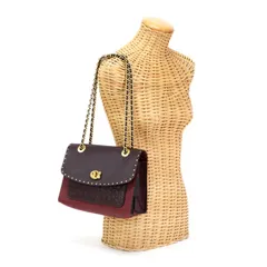 コーチ COACH パーカー ウィズリベット チェーンショルダー バッグ レザー シグネチャー 53344 ショルダーバッグ クロスボディ 斜め掛け 肩掛け チェーンバッグ 2WAYバッグ ハンドバッグ レディース ボルドー ブラウン 中古 mbe02010