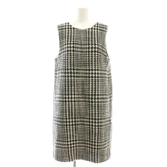 ストロベリーフィールズ STRAWBERRY-FIELDS 千鳥格子 ジャンパースカート ワンピース ニット ブラック ホワイト /ES ■OS