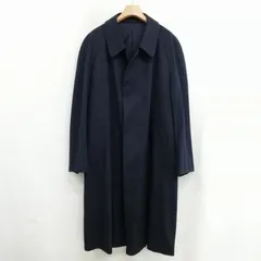 ランバン LANVIN カシミヤ シルク ステンカラー ロング コート ダブルフェイス ペイズリー柄裏 美品 48 ネイビーのサムネイル