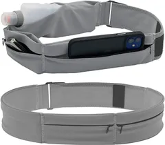 CUBATTY ランニングポーチ スマホポーチ 3ポケット 76g伸縮素材 ペットボトル収納可能 メンズ レディース ジョギング マラソン( グレー,  L)