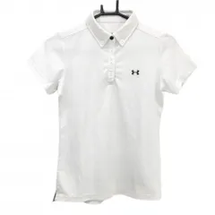 ★値下げ★【美品】アンダーアーマー 半袖ポロシャツ 白 ロゴ黒 ボタンダウン レディース SM  ゴルフウェア UNDER ARMOUR