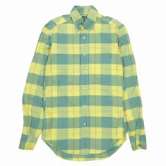 GITMAN BROTHERS 90s ヴィンテージ ブロックチェック ボタンダウンシャツ トップス 長袖 ライトグリーン サイズXS メンズ 【中古】