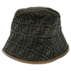 ●【中古】FENDI ズッカ柄コーティングバケットハット ファブリックハット フェンディ ズッカ バケットハット