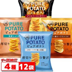 湖池屋 ピュアポテト 52～55g 4種各3袋セット （計12袋） じゃがいも心地 PURE POTATO ポテトチップス 詰め合わせ
