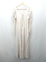 ◇ DEICY バックファスナー　マーメイドスカート　ガーリー 長袖 ロング丈 ワンピース サイズF アイボリー系 レディース E  【1506190015965】