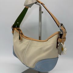 良品 COACH トートバッグ レザー ホワイト バイカラー 斜め掛け - メルカリ