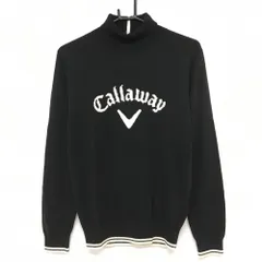 ★SALE価格★【美品】キャロウェイ タートルネックセーター 黒×白 ビッグロゴ ウール混 ニット メンズ M ゴルフウェア 2022年モデル Callaway