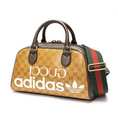 グッチ / GUCCI　アディダス コラボ ショルダーバッグ / ミニ ボストン バッグ　702397　コーティングキャンバス/レザー　ブラウン 【中古】 商品番号 E-158287