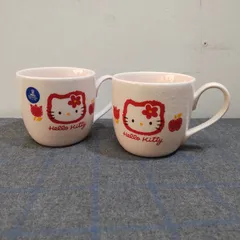 【未使用・長期保管品】Sanrio　サンリオ　ハローキティ　キティちゃん　レトロ　マグカップ　2点セット　ピンク　花　チューリップ　★L1308