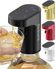 Redsack ウイスキーポンプ4L定量調整可 電動定量ディスペンサー酒ポンプ ワインデカンター充電式 自動流量分布 デジタル表示 ウイスキーポンプ (黒)